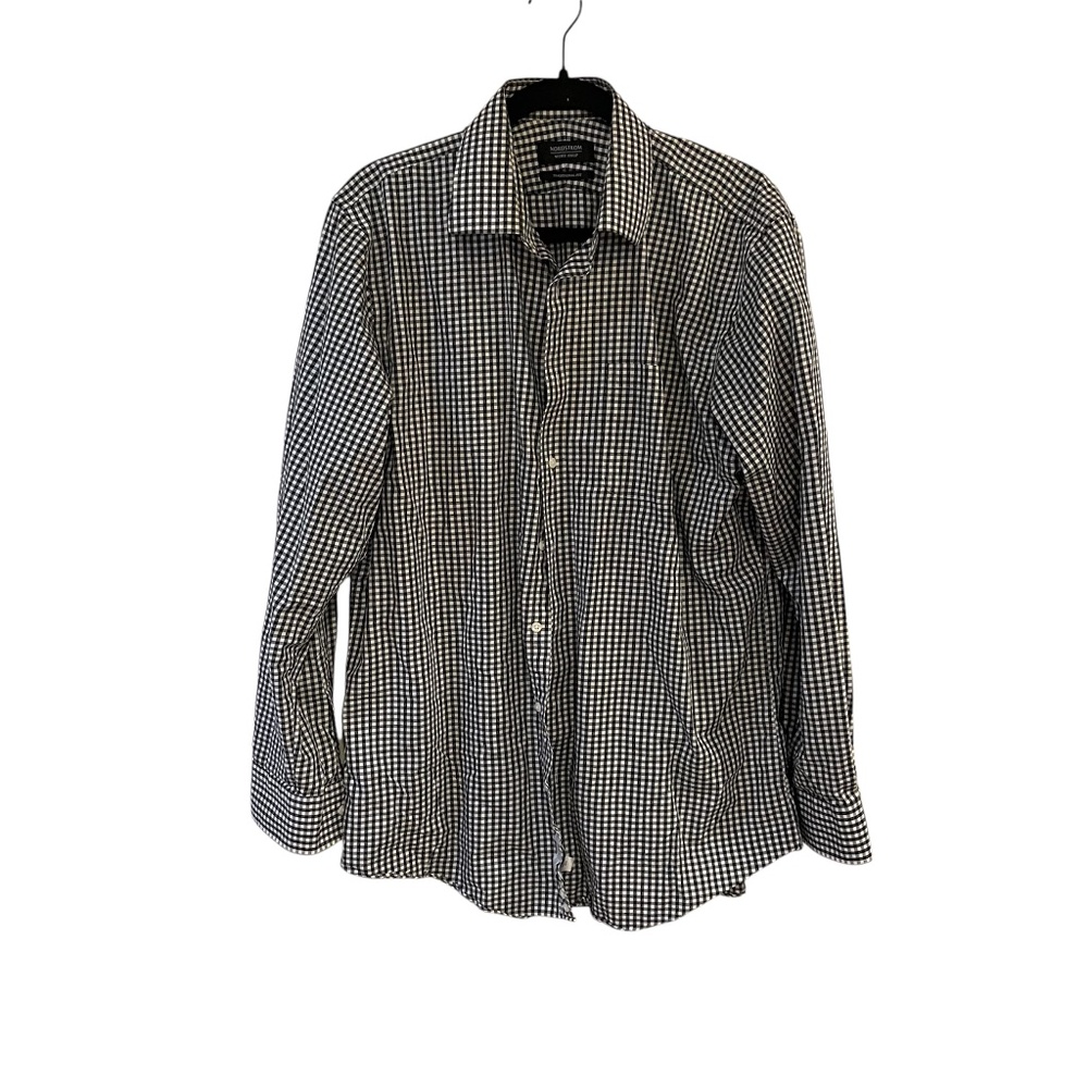Nordstrom Black and White Men’s Checkered Long Sleeve Shirt Size 16.5/36